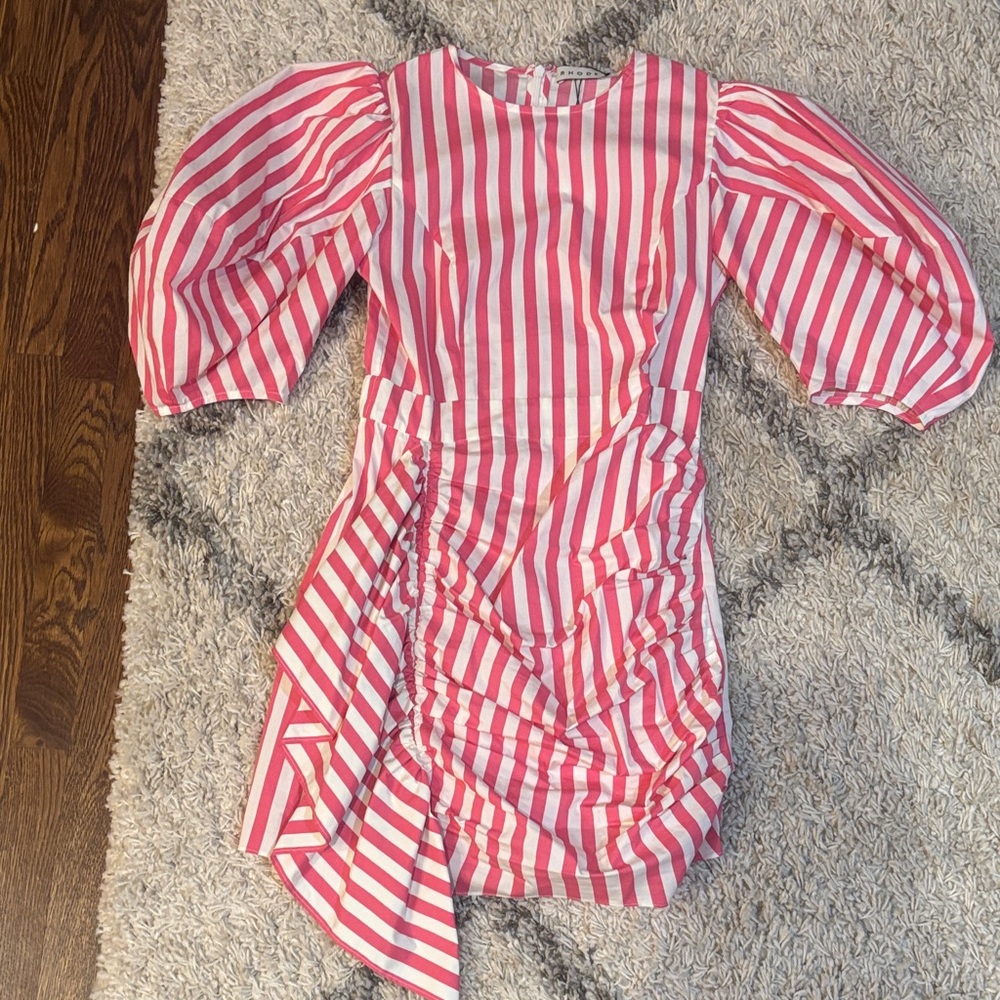 RHODE Pink and White Striped Mini Dress